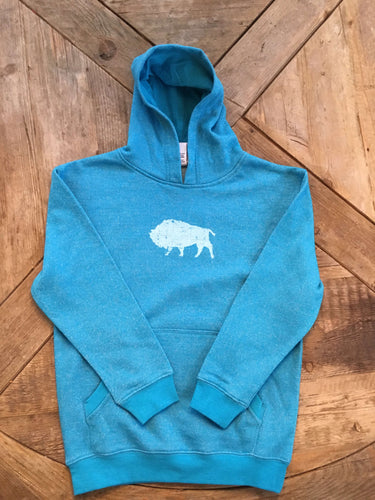 LADIES GLITTER FRENCH TERRY HOOD TURQUOISE